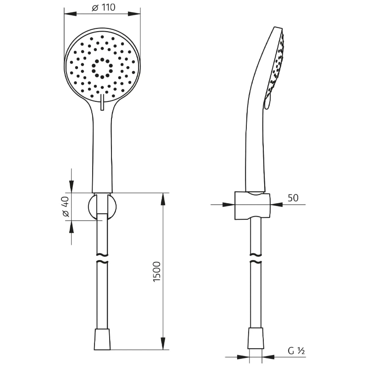 HSK Design-Handbrause Rund, Mit 3 Strahlarten, Inkl. Brauseschlauch Und Halterung 6 HSK Design-Handbrause Rund, Mit 3 Strahlarten, Inkl. Brauseschlauch Und Halterung – Bild 4