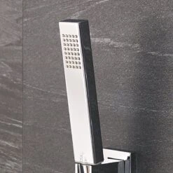 HSK Design-Handbrause Eckig Mit Brauseschlauch 6 HSK Design-Handbrause Eckig Mit Brauseschlauch -Megabad Verkäufe hsk spiegelschraenke zubehoer design handbrause eckig 2172448