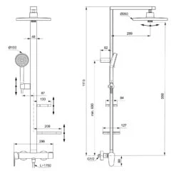 Ideal Standard Alu+ Duschsystem Mit Ceraflow Brausearmatur, 2 Ablagen, 2-Funktions-Handbrause Und 2-Funktions-Kopfbrause -Megabad Verkäufe ideal standard badarmaturen alu duschsysteme mit 12311118