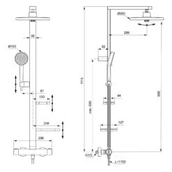 Ideal Standard Alu+ Duschsystem Mit Ceratherm Brausethermostat, 2 Ablagen, 2-Funktions-Handbrause Und 2-Funktions-Kopfbrause -Megabad Verkäufe ideal standard badarmaturen alu duschsysteme mit 12311136