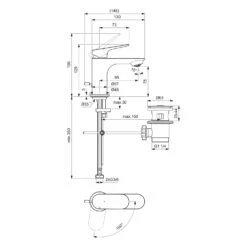 Ideal Standard Ceralife O Waschtischarmatur H75 BlueStart Zugstangen-Ablaufgarnitur -Megabad Verkäufe ideal standard badarmaturen ceralife waschtisch o 13966413
