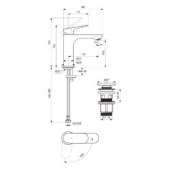 Ideal Standard Ceralife O Waschtischarmatur H100 BlueStart Push-Open Ventil -Megabad Verkäufe ideal standard badarmaturen ceralife waschtisch o 13966418