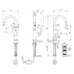 Ideal Standard Ceralife O Waschtischarmatur H200 Push-Open Ventil Mit Herausziehbarer Handbrause -Megabad Verkäufe ideal standard badarmaturen ceralife waschtisch o 13966428