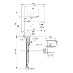 Ideal Standard Ceralife O Waschtischarmatur H75 Zugstangen-Ablaufgarnitur -Megabad Verkäufe ideal standard badarmaturen ceralife waschtisch o 13966447