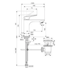 Ideal Standard Ceralife O Waschtischarmatur H100 Zugstangen-Ablaufgarnitur -Megabad Verkäufe ideal standard badarmaturen ceralife waschtisch o 13966448