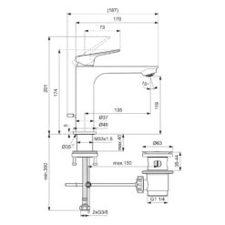 Ideal Standard Ceralife C Waschtischarmatur H120 Zugstangen-Ablaufgarnitur -Megabad Verkäufe ideal standard badarmaturen ceralife waschtisch waschtischarmatur 13966071