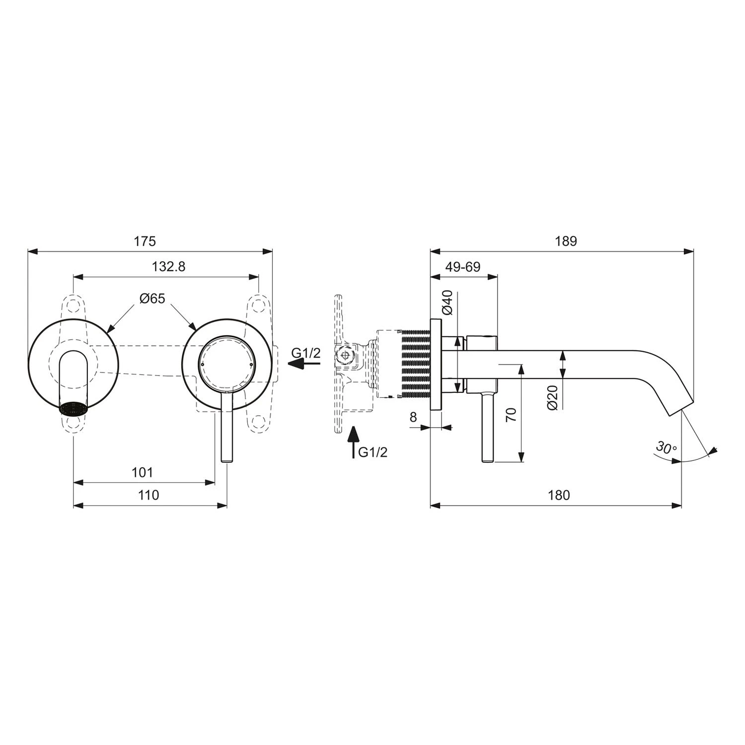 Ideal Standard Ceraline Nuovo Wand-Waschtischarmatur Unterputz Ausladung 18 Cm 5 Ideal Standard Ceraline Nuovo Wand-Waschtischarmatur Unterputz Ausladung 18 Cm – Bild 3
