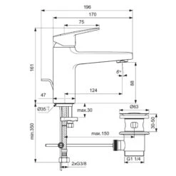 Ideal Standard Ceraplan Waschtischarmatur Grande H90 Ohne Ablaufgarnitur -Megabad Verkäufe ideal standard badarmaturen ceraplan waschtisch waschtischarmatur 5982457
