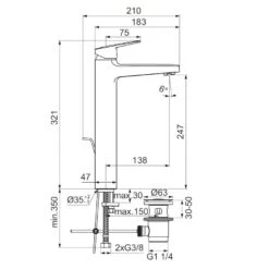 Ideal Standard Ceraplan Waschtischarmatur Verl. Sockel H250 Ohne Ablaufgarnitur, Mit Easyfix+ -Megabad Verkäufe ideal standard badarmaturen ceraplan waschtisch waschtischarmatur 5982508