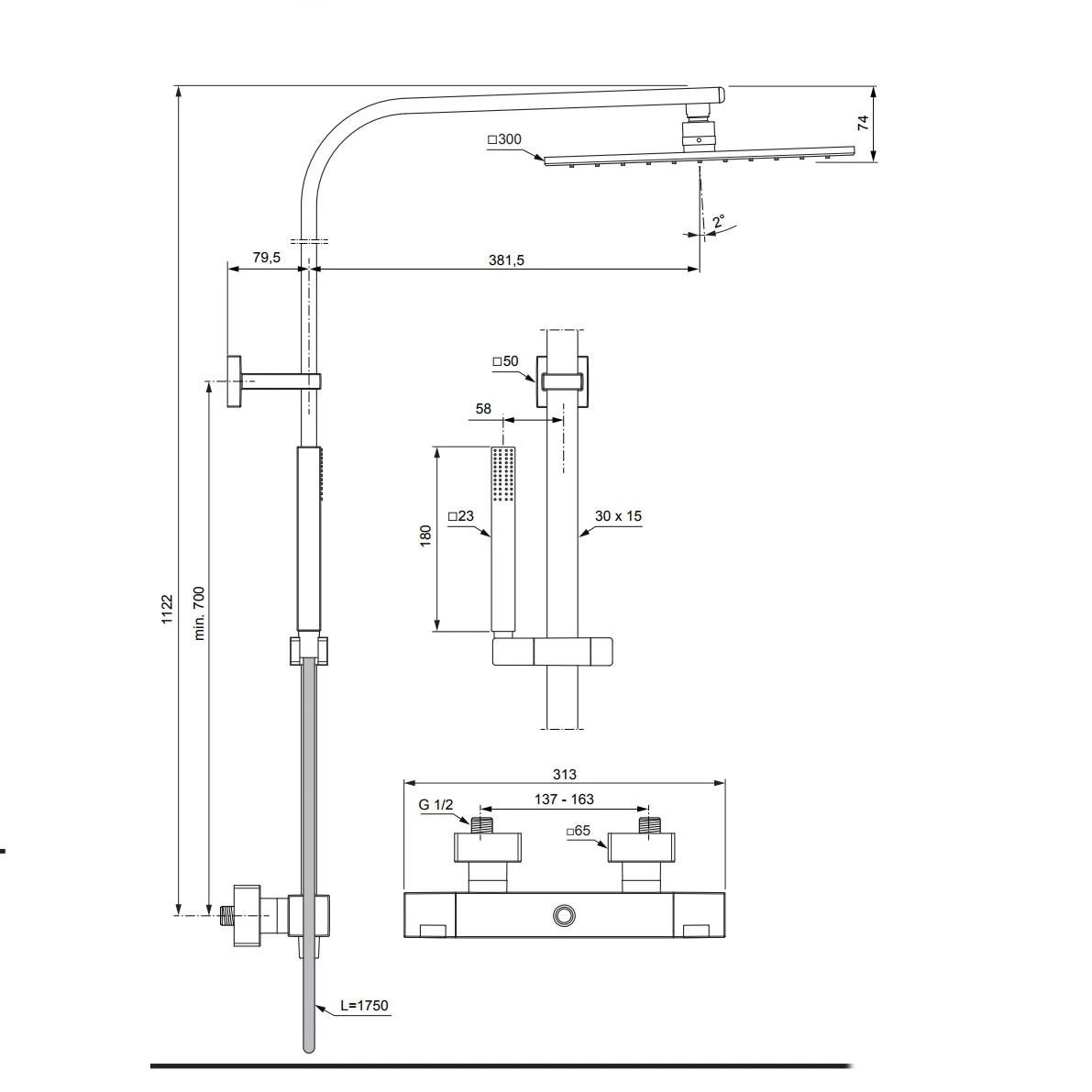 Ideal Standard Ceratherm C100 Duschsystem Square Mit Brausethermostat AP 7 Ideal Standard Ceratherm C100 Duschsystem Square Mit Brausethermostat AP – Bild 5