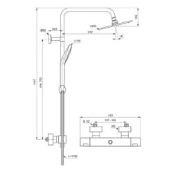 Ideal Standard Ceratherm C100 AP Duschsystem Mit Thermostat, Eckiges Design 13 Ideal Standard Ceratherm C100 AP Duschsystem Mit Thermostat, Eckiges Design -Megabad Verkäufe ideal standard badarmaturen ceratherm dusche t100 6511859
