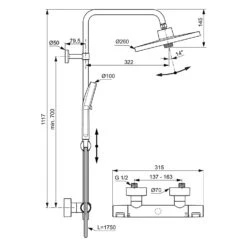 Ideal Standard CeraTherm T25+ Duschsystem Mit Aufputz -Megabad Verkäufe ideal standard badarmaturen ceratherm dusche t25 13476389
