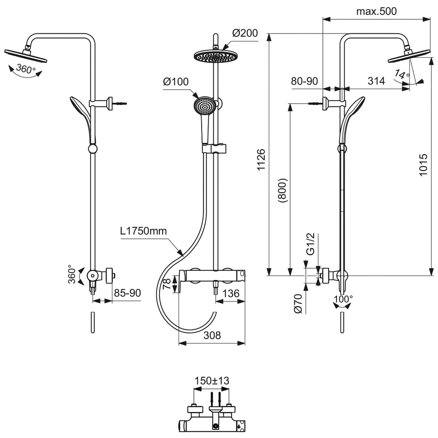 Ideal Standard Cerafine O Duschsystem Aufputz 7 Ideal Standard Cerafine O Duschsystem Aufputz – Bild 5