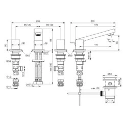 Ideal Standard Extra 3-Loch-Waschtischarmatur, Ausladung 14 Cm, Mit Ablaufgarnitur -Megabad Verkäufe ideal standard badarmaturen extra waschtisch 3 12560628