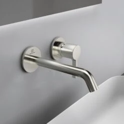 Ideal Standard Joy Wand-Waschtischarmatur, Runde Rosetten, Auslauf 18 Cm -Megabad Verkäufe ideal standard badarmaturen joy waschtisch wand 6911826