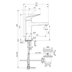 Ideal Standard La Dolce Vita Waschtischarmatur Grande, Mit Ablaufgarnitur -Megabad Verkäufe ideal standard badarmaturen la dolce vita 13377277