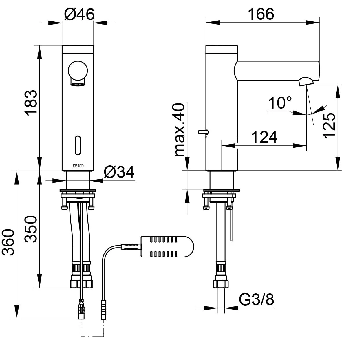 Keuco IXMO Elektronik-Waschtischmischer 130, Mit Temperaturregulierung, Mit Steckernetzteil 7 Keuco IXMO Elektronik-Waschtischmischer 130, Mit Temperaturregulierung, Mit Steckernetzteil – Bild 5