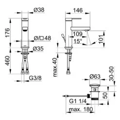Keuco IXMO Flat Black Selection Einhebel-Waschtischmischer 100, Mit Zugstangen-Ablaufgarnitur -Megabad Verkäufe keuco ixmo flat waschtisch black selection 6798249