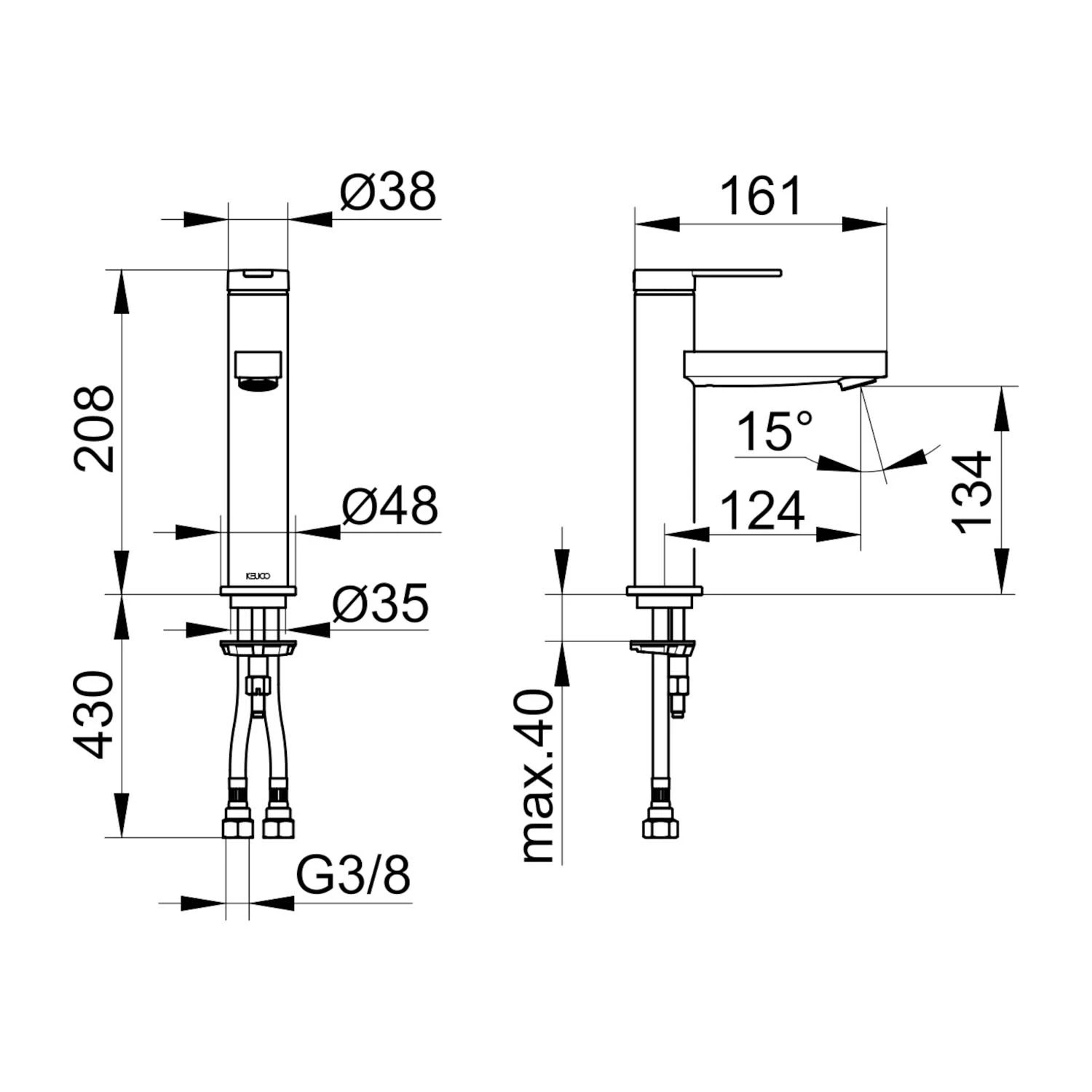 Keuco IXMO Flat Einhebel-Waschtischmischer 130, Ohne Ablaufgarnitur 7 Keuco IXMO Flat Einhebel-Waschtischmischer 130, Ohne Ablaufgarnitur – Bild 5