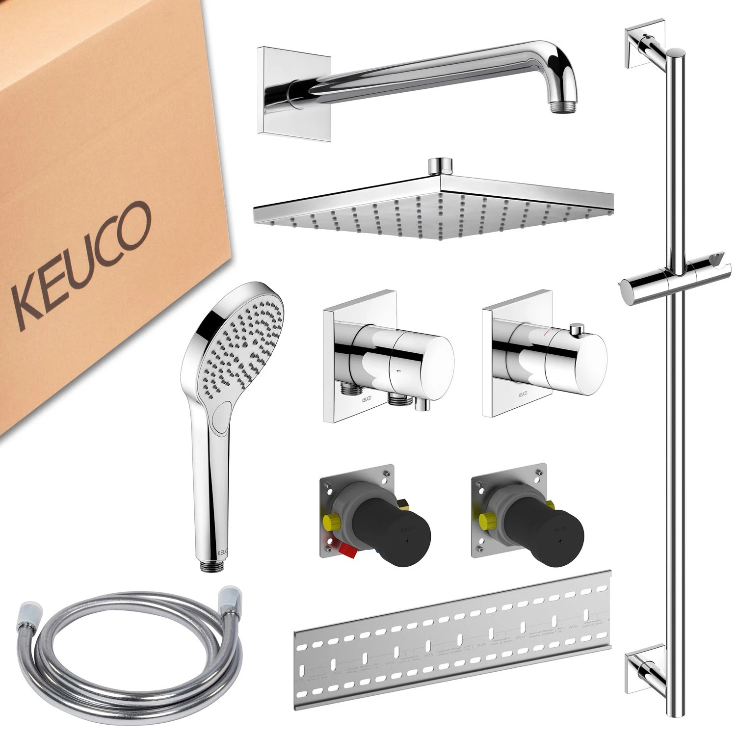 Keuco IXMO Unterputz Duschsystem Mit Thermostatarmatur, Handbrause, Brausestange Und Kopfbrause, Eckig 5 Keuco IXMO Unterputz Duschsystem Mit Thermostatarmatur, Handbrause, Brausestange Und Kopfbrause, Eckig – Bild 3