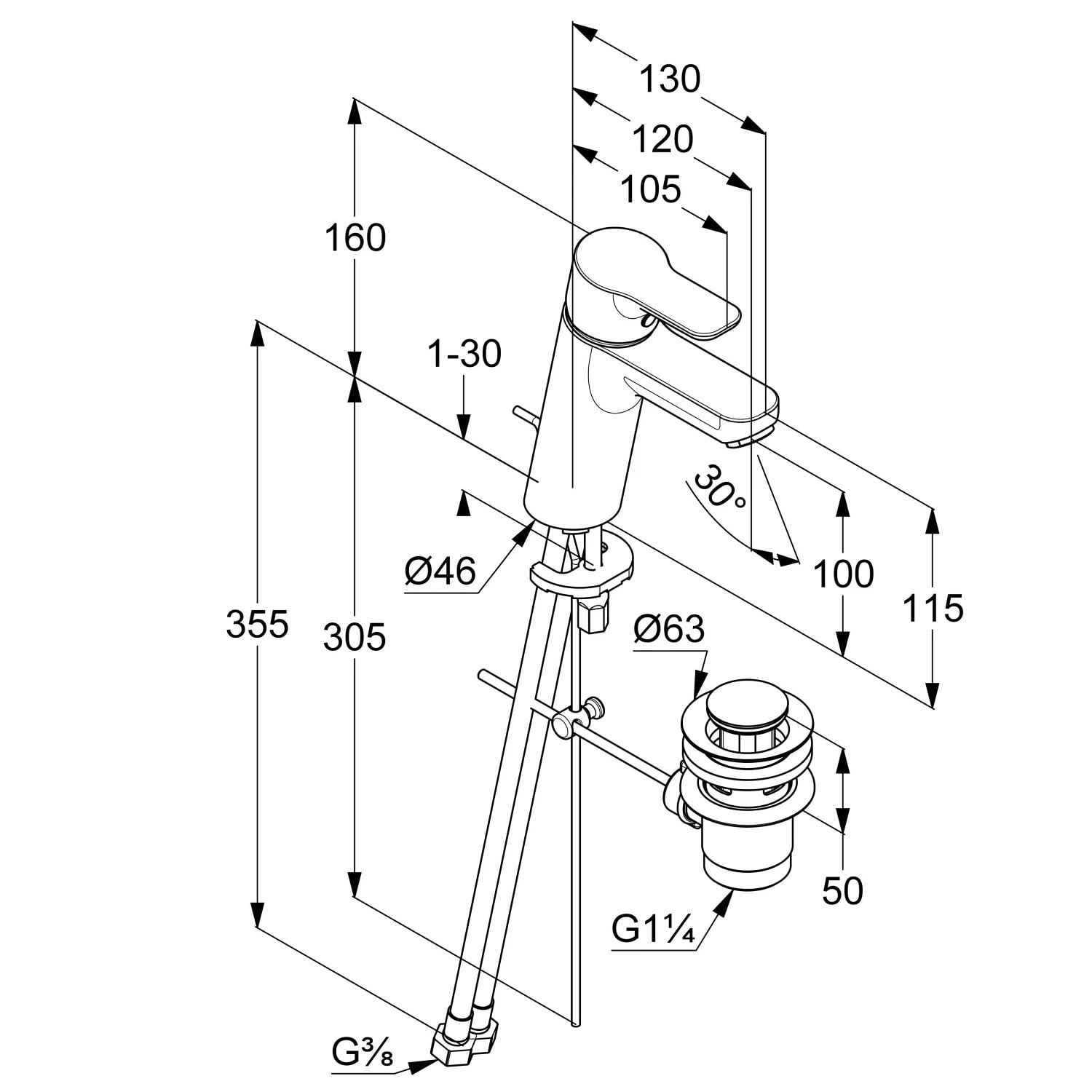 Kludi PURE&EASY Waschtisch-Einhandmischer 100 Mit Ablaufgarnitur 4 Kludi PURE&EASY Waschtisch-Einhandmischer 100 Mit Ablaufgarnitur – Bild 2