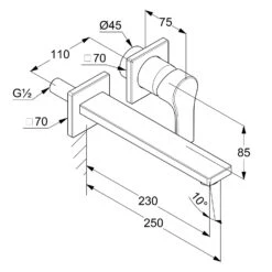 Kludi ZENTA SL Waschtisch-2-Loch-Wand-Einhandmischer Ausladung 23 Cm Zweiteilige Rosette -Megabad Verkäufe kludi bad smart luxury contemporary design 6477209