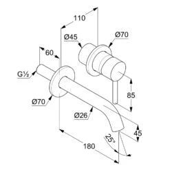 Kludi BOZZ Unterputz Waschtisch-Zweiloch-Wand-Einhandmischer, Ausladung 18cm -Megabad Verkäufe kludi badarmaturen bozz waschtisch unterputz zweiloch 13861539