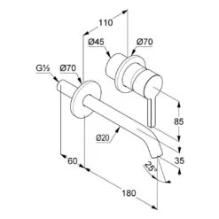 Kludi NOVA FONTE Pura Unterputz Waschtisch-Einhandmischer, Ausladung 18 Cm -Megabad Verkäufe kludi badarmaturen nova fonte waschtisch pura 13598812