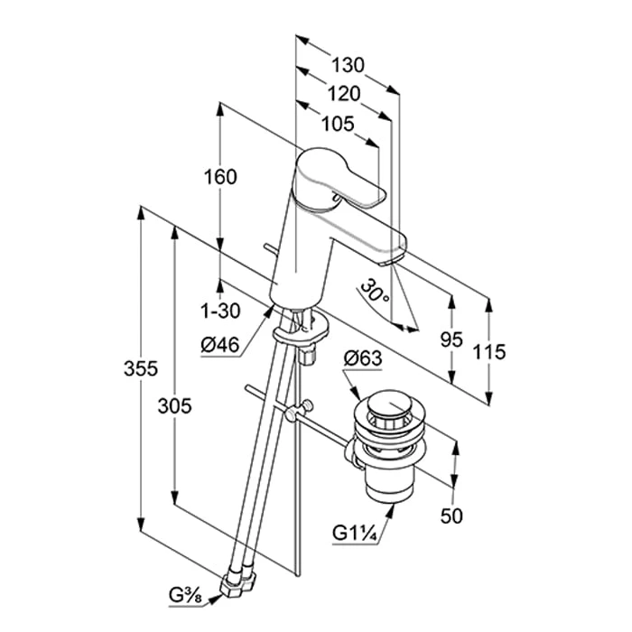 Kludi PURE&EASY Waschtisch-Einhandmischer 100 Mit Metall-Ablaufgarnitur 4 Kludi PURE&EASY Waschtisch-Einhandmischer 100 Mit Metall-Ablaufgarnitur – Bild 2