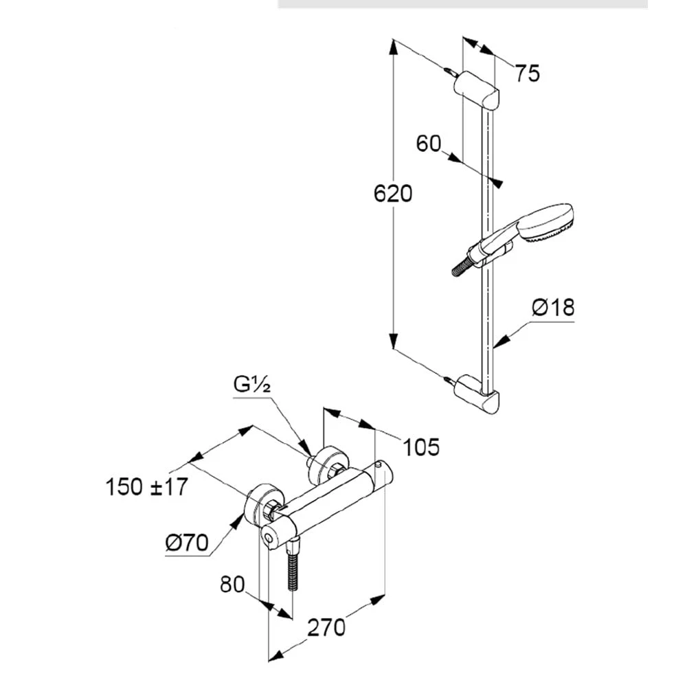 Kludi LOGO NEO Brause-Set Mit Thermostatarmatur 1 Strahlart, Mit Wandstange 60 Cm 4 Kludi LOGO NEO Brause-Set Mit Thermostatarmatur 1 Strahlart, Mit Wandstange 60 Cm – Bild 2