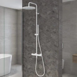 Kronenbach Lima 2.0 White Duschsystem Mit Thermostat, Brause Ø 30 Cm