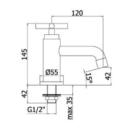 Kronenbach Zeta 2.0 Kaltwasserhahn Standventil -Megabad Verkäufe kronenbach badarmaturen zeta waschtisch kaltwasserventil 4687487