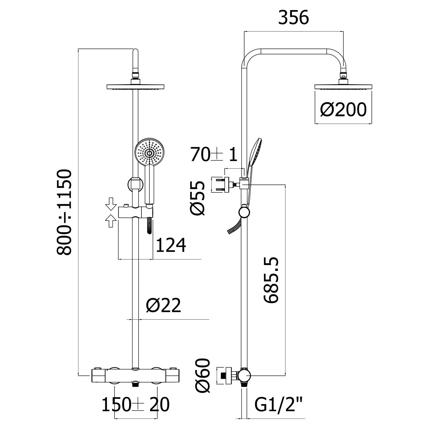 Kronenbach Aufputz-Duschsystem Rund Mit Thermostat Und Kopfbrause Ø 20cm 6 Kronenbach Aufputz-Duschsystem Rund Mit Thermostat Und Kopfbrause Ø 20cm – Bild 4