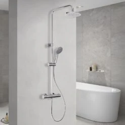 Kronenbach Aufputz-Duschsystem Rund Mit Thermostat Und Kopfbrause Ø 20cm