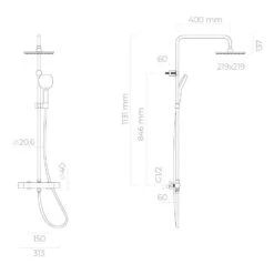 OLTENS Atran (S) Duschsystem Mit Aufputz-Thermostat, Handbrause Und Kopfbrause Eckig -Megabad Verkäufe oltens duschsysteme atran mit aufputz thermostat 13375974