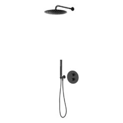 OLTENS Katla Duschsystem Mit Unterputz-Thermostat-Armatur, Stabhandbrause Und Kopfbrause Rund