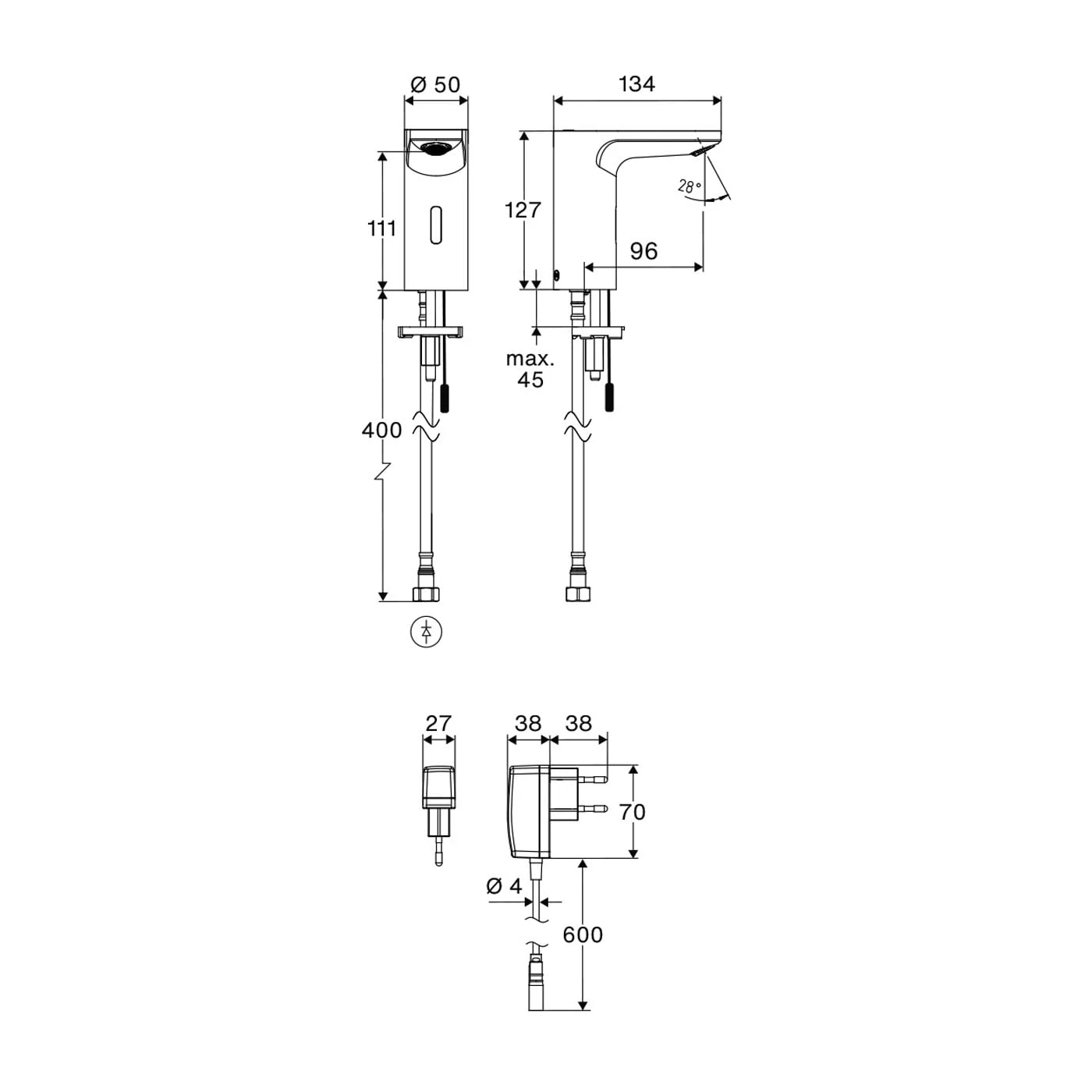 Schell CELIS E² Elektronische Waschtisch-Armatur Mit Steckernetzteil, Hochdruck-Kaltwasser 7 Schell CELIS E² Elektronische Waschtisch-Armatur Mit Steckernetzteil, Hochdruck-Kaltwasser – Bild 5