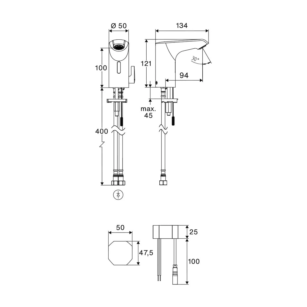 Schell XERIS E² Elektronische Waschtisch-Armatur Mit Unterputz-Netzteil, Hochdruck-Mischwasser, S 6 Schell XERIS E² Elektronische Waschtisch-Armatur Mit Unterputz-Netzteil, Hochdruck-Mischwasser, S – Bild 4