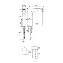 Schell XERIS E² Elektronische Waschtisch-Armatur Mit Unterputz-Netzteil, Hochdruck-Kaltwasser, L -Megabad Verkäufe schell badarmaturen xeris e2 elektronische waschtisch 13924571