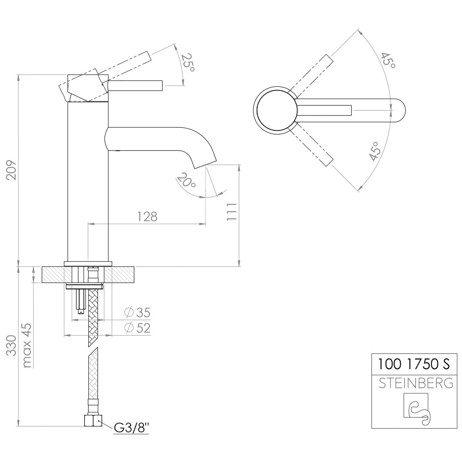 Steinberg Serie 100 Waschtisch-Einhebelmischbatterie Ohne Ablaufgarnitur 4 Steinberg Serie 100 Waschtisch-Einhebelmischbatterie Ohne Ablaufgarnitur – Bild 2