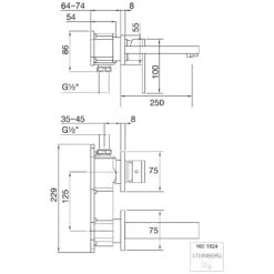 Steinberg Serie 160 Wand-Waschtisch Einhebelmischer Ausladung 25 Cm -Megabad Verkäufe steinberg serie 160 waschtisch wand einhebelmischer 3809978