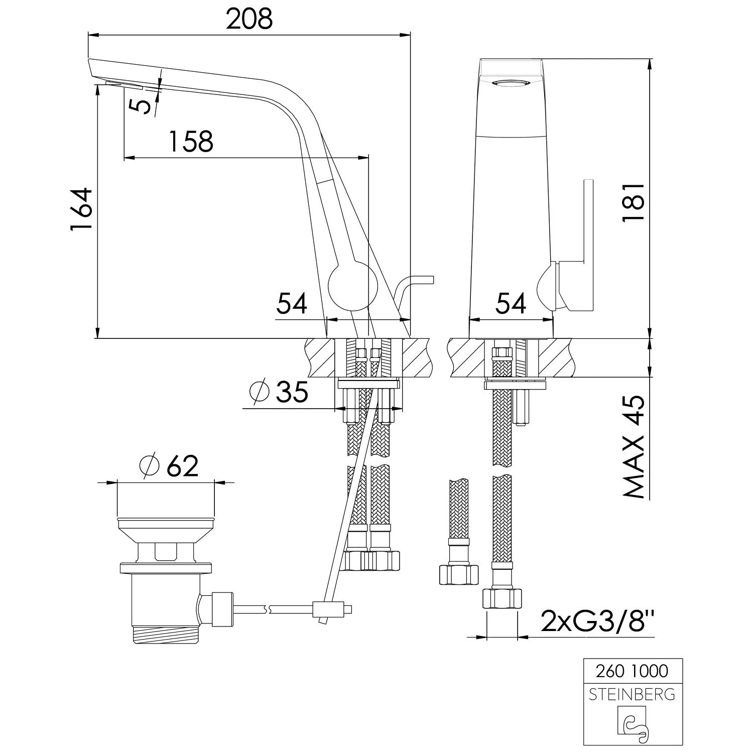 Steinberg Serie 260 Waschtisch-Einhebelmischbatterie Mit Ablaufgarnitur 7 Steinberg Serie 260 Waschtisch-Einhebelmischbatterie Mit Ablaufgarnitur – Bild 5
