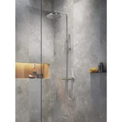 Steinkamp Living Thermostat Duschsystem AP Mit Kopfbrause Ø 22,5 Cm Und Stabhandbrause, Höhenverstellbar -Megabad Verkäufe steinkamp badarmaturen living dusche duschsystem dm 6885654