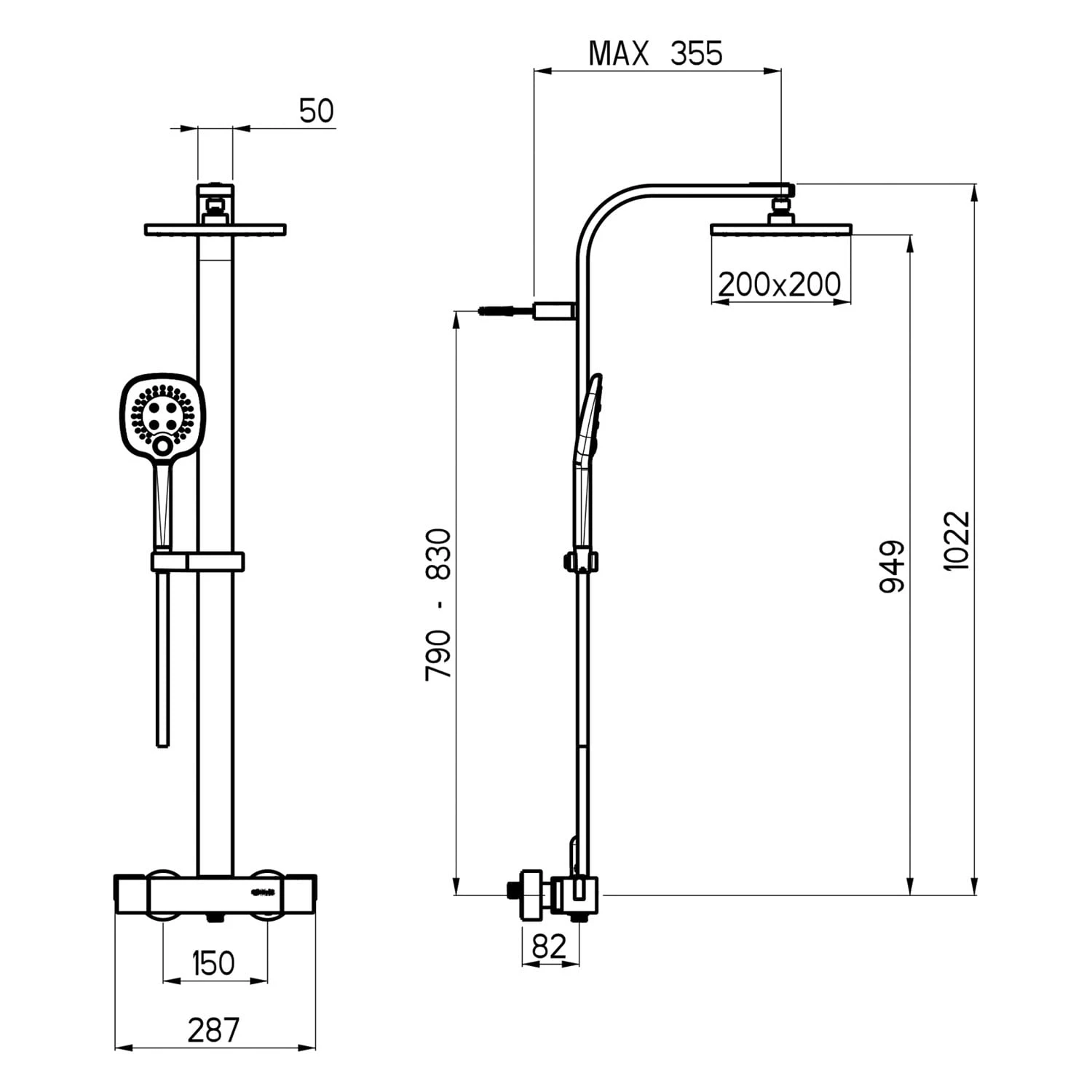 Sturotec Eco-Line 6 L/min Duschsystem Eckig Mit Thermostatarmatur Und Kopfbrause 20 Cm 7 Sturotec Eco-Line 6 L/min Duschsystem Eckig Mit Thermostatarmatur Und Kopfbrause 20 Cm – Bild 5