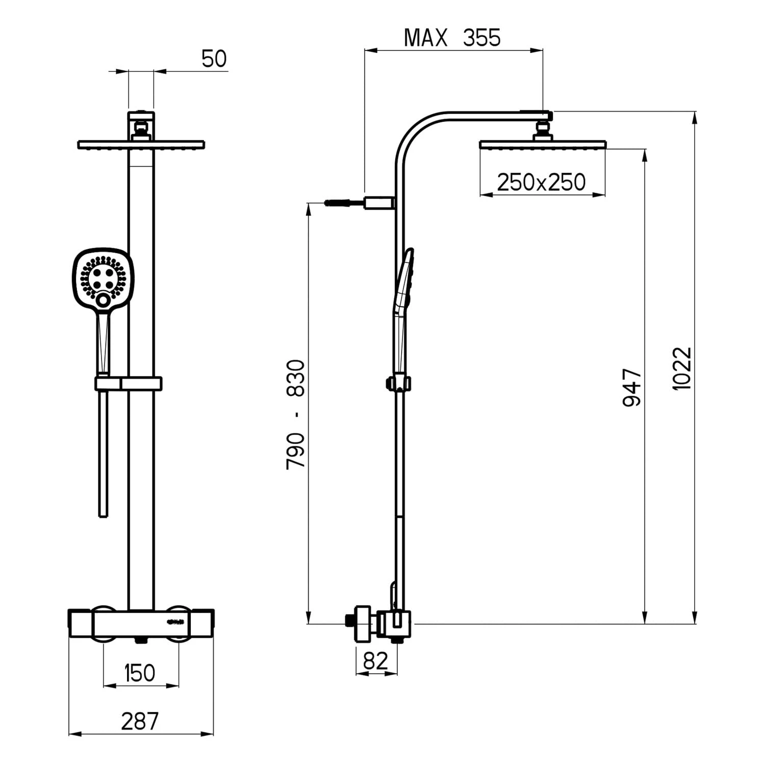 Sturotec Eco-Line 6 L/min Duschsystem Eckig Mit Thermostatarmatur Und Kopfbrause 25 Cm 7 Sturotec Eco-Line 6 L/min Duschsystem Eckig Mit Thermostatarmatur Und Kopfbrause 25 Cm – Bild 5