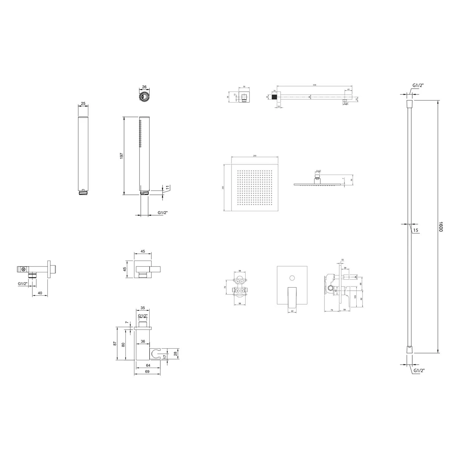 Villeroy & Boch Taro Duschsystem Mit Brausehalter, Stabhandbrause Und UP-Einhebel-Armatur 7 Villeroy & Boch Taro Duschsystem Mit Brausehalter, Stabhandbrause Und UP-Einhebel-Armatur – Bild 5