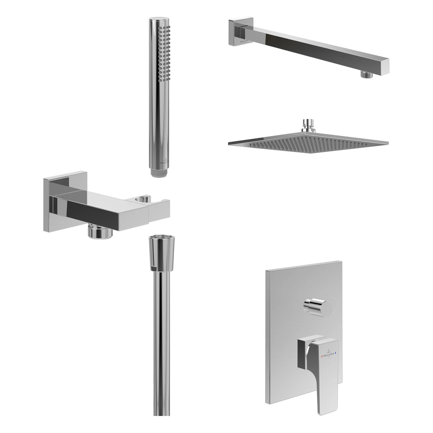 Villeroy & Boch Taro Duschsystem Mit Brausehalter, Stabhandbrause Und UP-Einhebel-Armatur 4 Villeroy & Boch Taro Duschsystem Mit Brausehalter, Stabhandbrause Und UP-Einhebel-Armatur – Bild 2