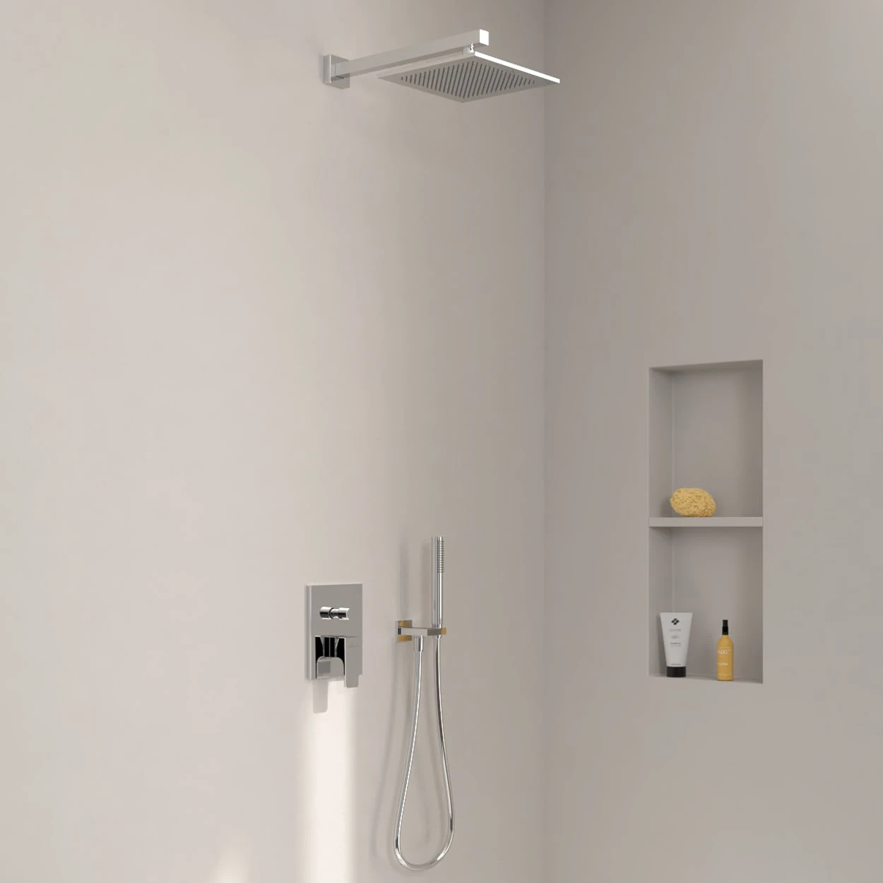 Villeroy & Boch Taro Duschsystem Mit Brausehalter, Stabhandbrause Und UP-Einhebel-Armatur 3 Villeroy & Boch Taro Duschsystem Mit Brausehalter, Stabhandbrause Und UP-Einhebel-Armatur