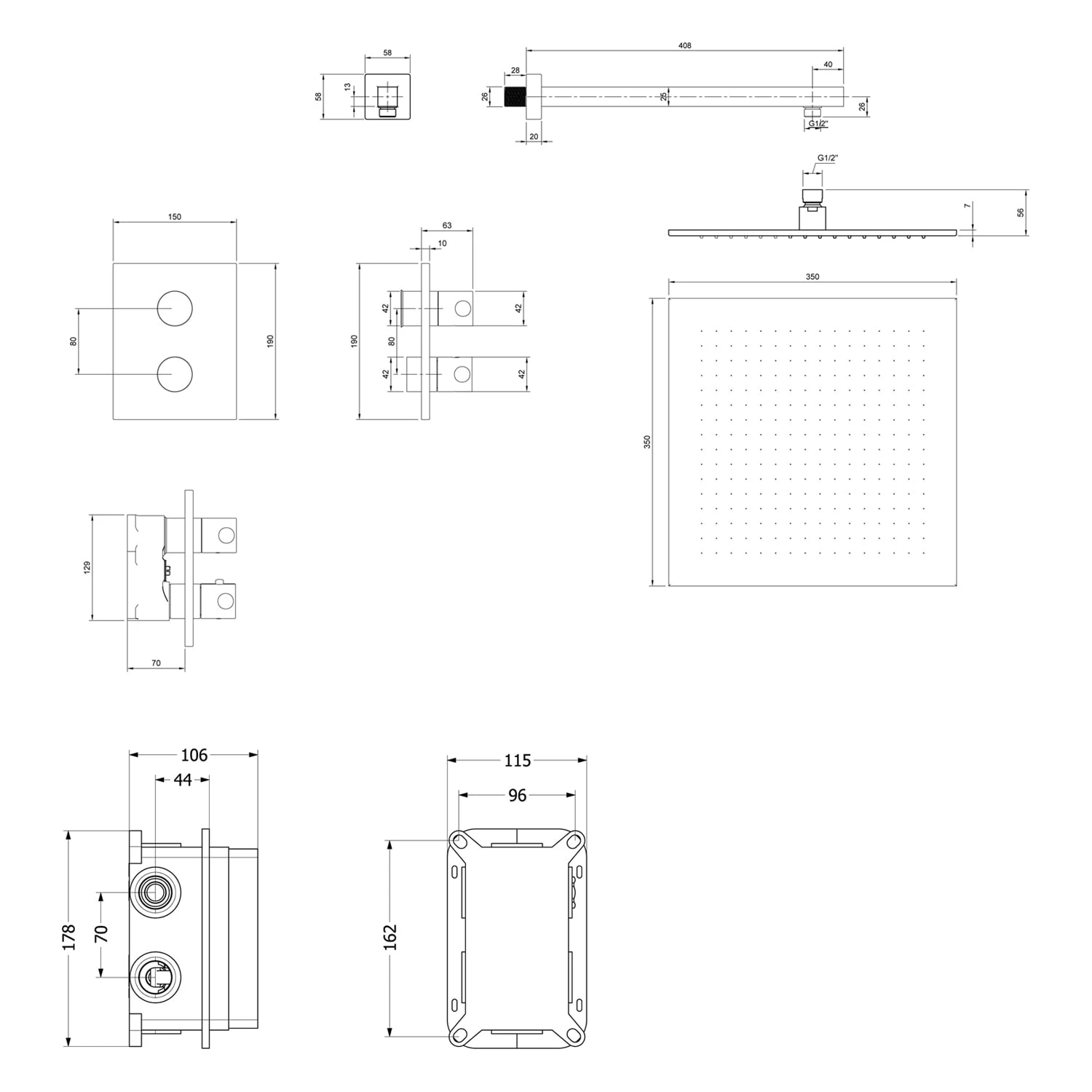 Villeroy & Boch Universal Taps & Fittings Unterputz-Thermostat-Set Inkl. Regenbrause Und Handbrause 6 Villeroy & Boch Universal Taps & Fittings Unterputz-Thermostat-Set Inkl. Regenbrause Und Handbrause – Bild 4
