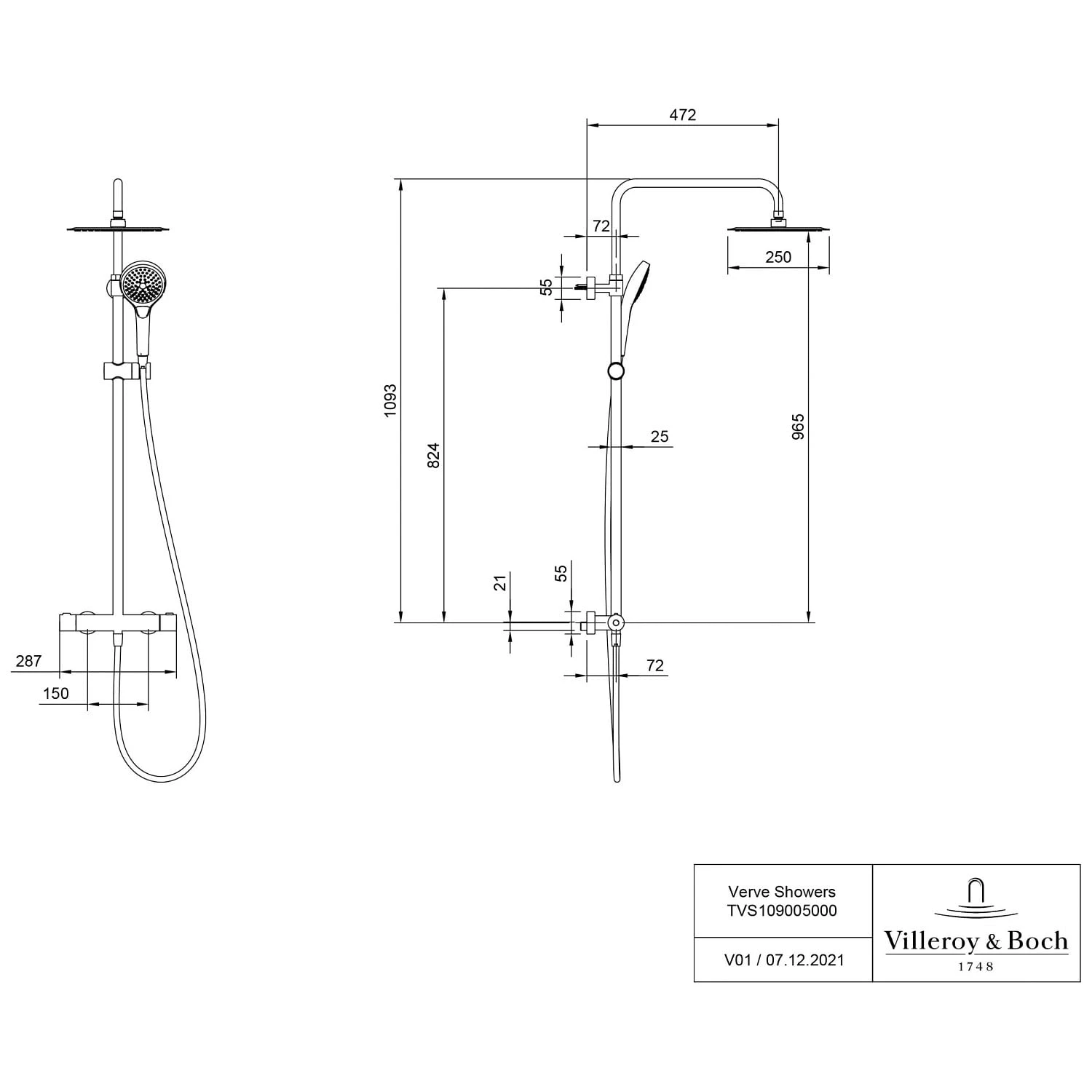 Villeroy & Boch Verve Showers Duschsystem Mit Drei Funktionen Für Wandmontage 5 Villeroy & Boch Verve Showers Duschsystem Mit Drei Funktionen Für Wandmontage – Bild 3